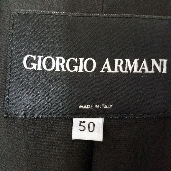Giorgio Armani Size 14 Navy Blue Pin Lama Wool Blend Blazer Suit Coat Jacket - Picture 16 of 16